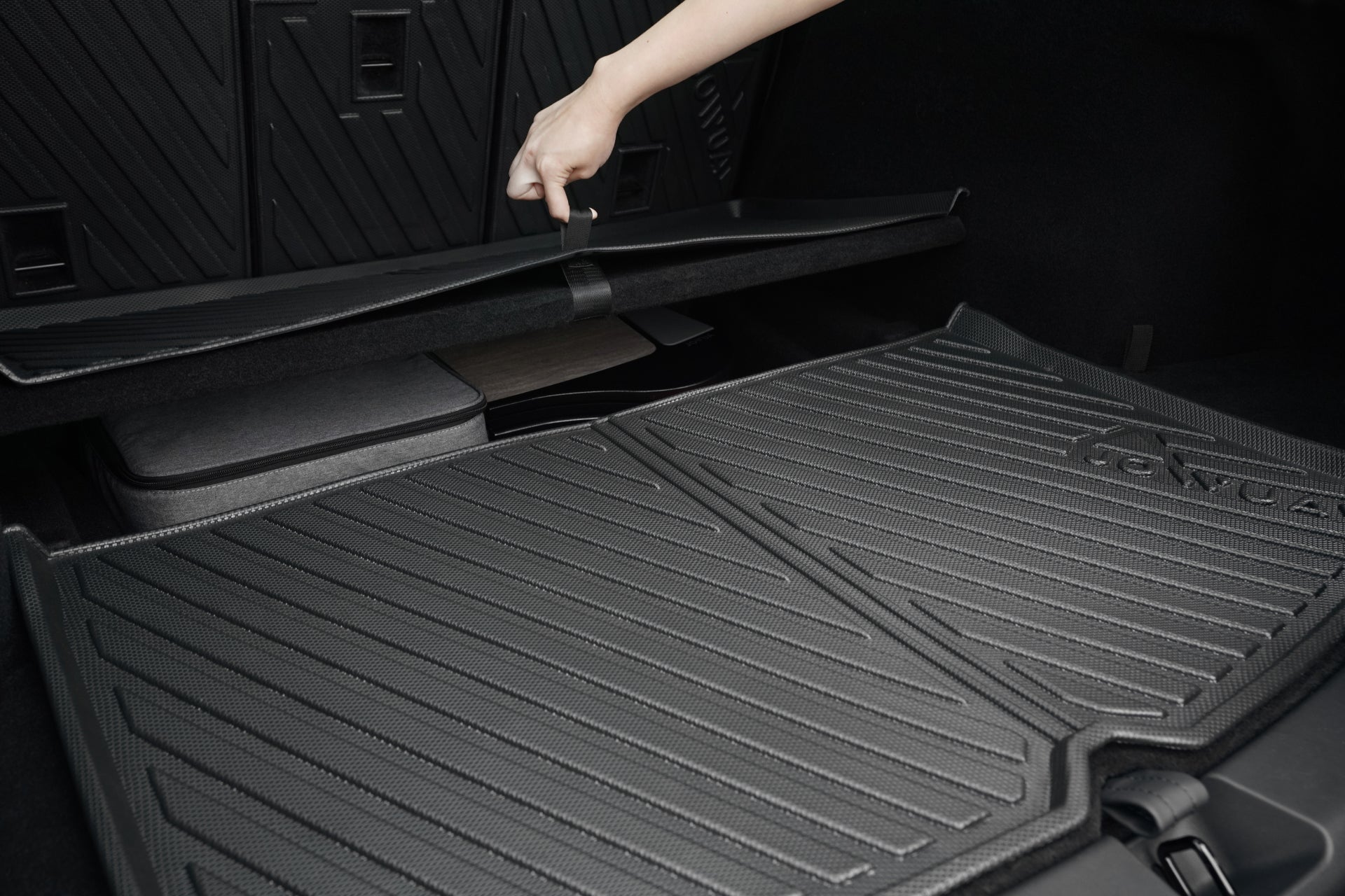 Model Y Trunk Liner Combo with Back seat cover and side bins possibilities of having an extra storage space in the trunk of your Model Y