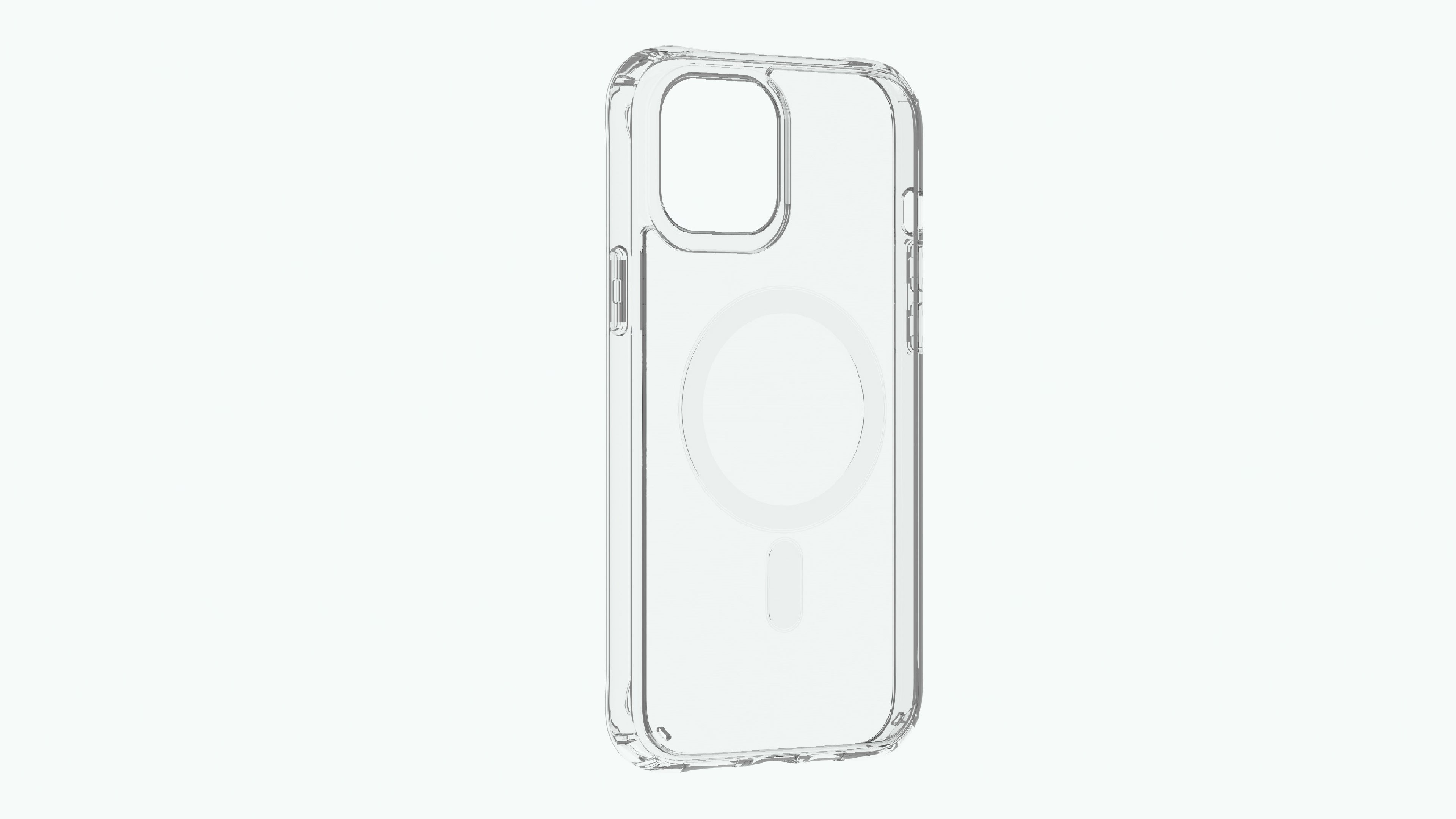 The JOWUA iPhone Case for Tesla Model Y / 3 Mount - MagSafe (iPhone 11/12 Series) is a transparent smartphone case with rounded corners and precise cutouts, featuring a circular design on the back that is compatible with wireless charging and integrates seamlessly with your Tesla Model Y or Model 3.